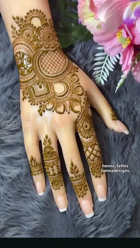 arabic bridal bel back hand mehndi design