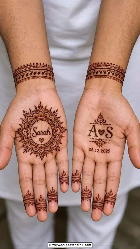 bridal simple circle front hand mehndi design