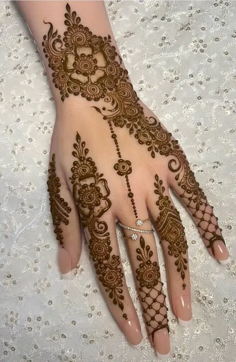 arabic bridal flower back hand mehndi design