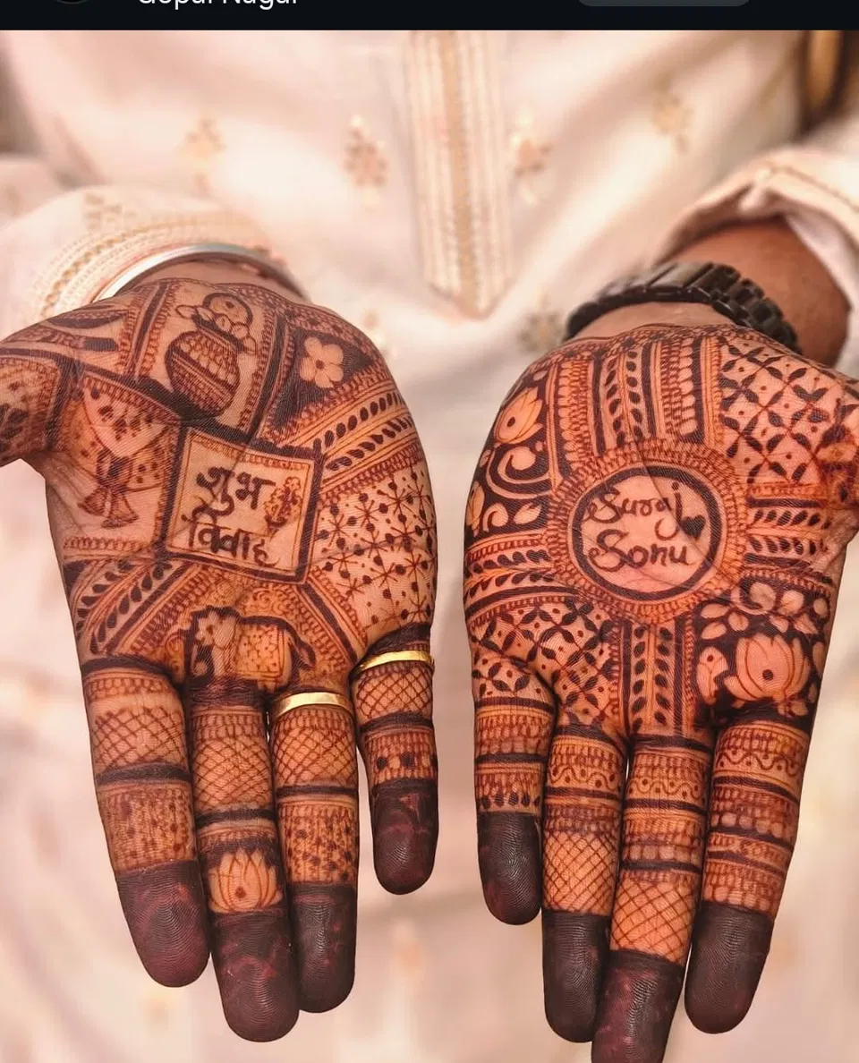 Bridal Royal Full Hand Mehndi Design with Deity and Figures (2)