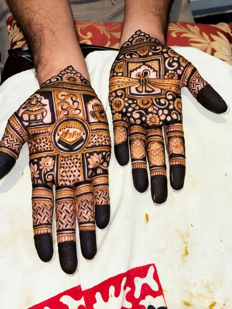 Royal Back Hand Mehndi Design with Deity