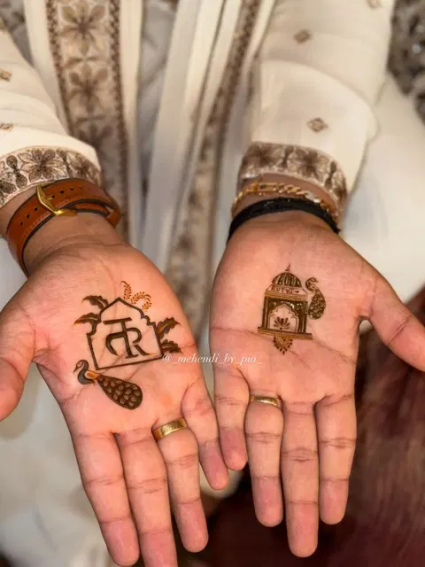 minimal royal deity back hand mehndi design
