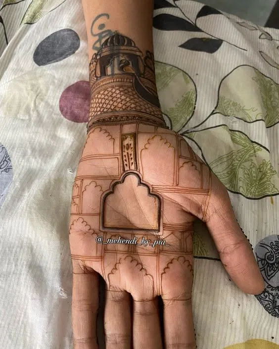 Bridal Indian Back Hand Mehndi Design with Deity (2)
