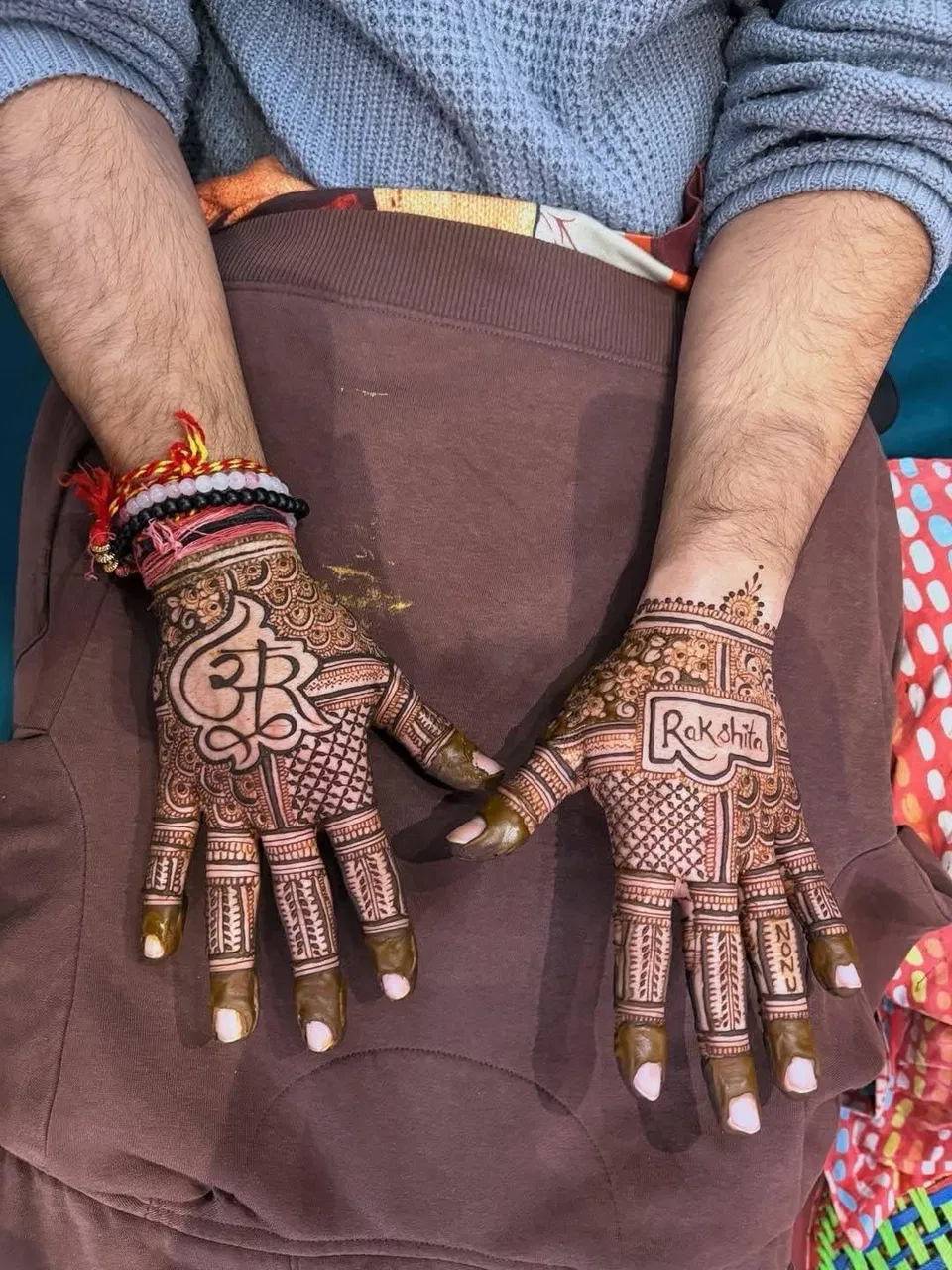 Bridal Royal Back Hand Mehndi Design with Deity