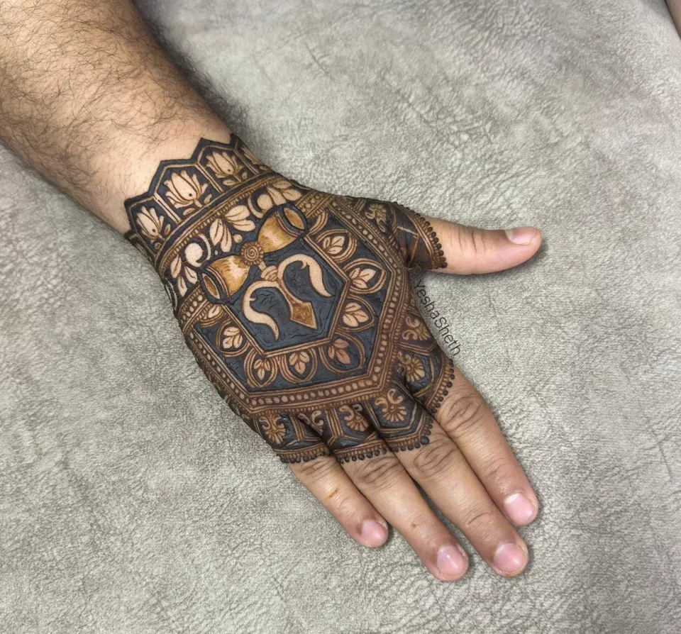 Dubai Indian Back Hand Mehndi Design with Deity