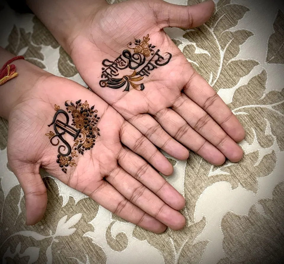 Arabic Simple Front Hand Mehndi Design with Deity and Jaal