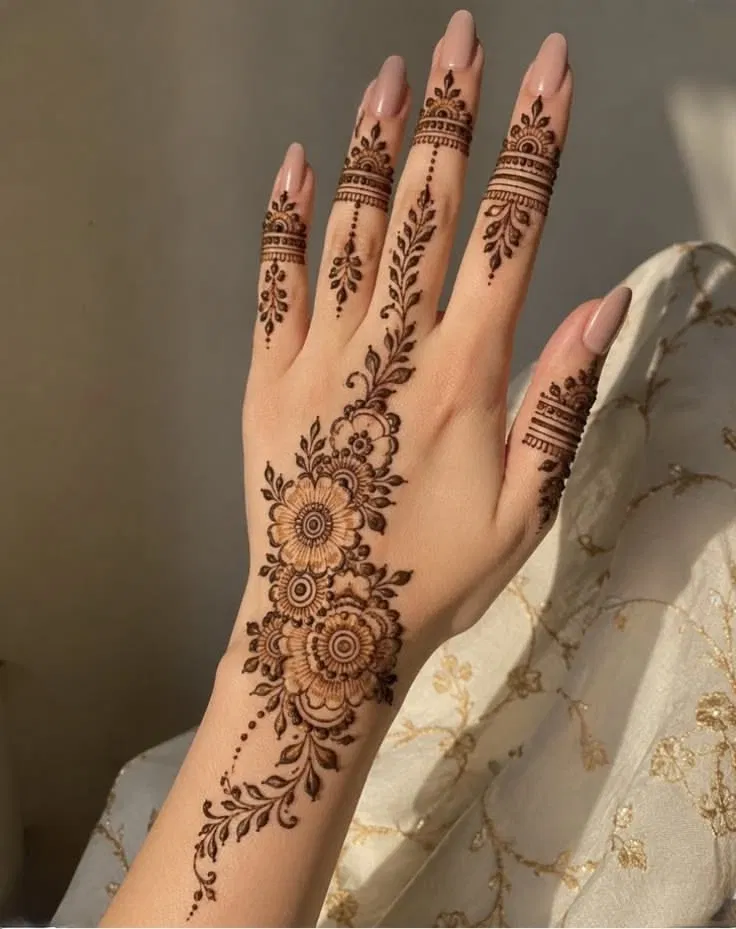Aesthetic Arabic Back Hand Mehndi Design (47)