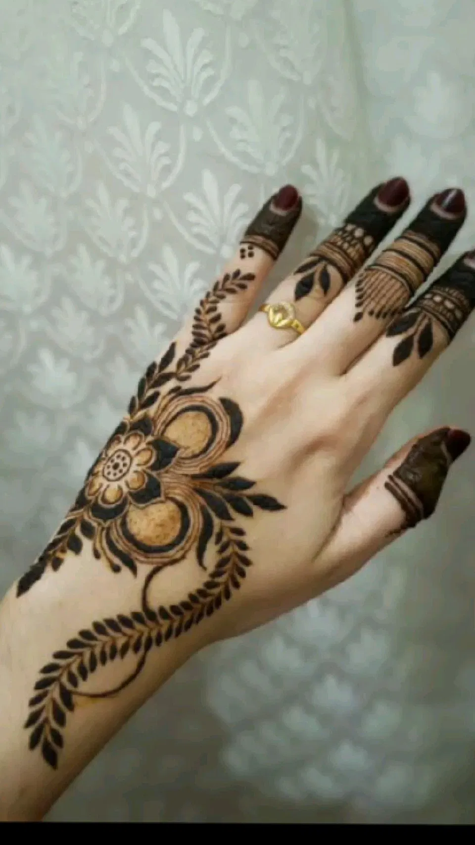 Aesthetic Arabic Back Hand Mehndi Design with Gol Tikki (46)