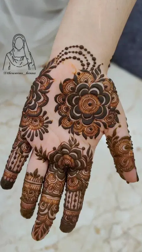 arabic bridal flower finger mehndi design