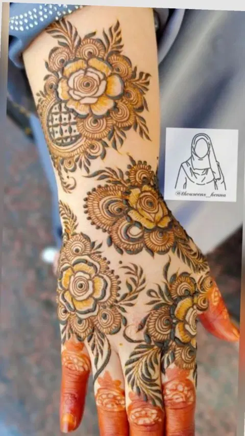 bridal dubai flower full hand mehndi design