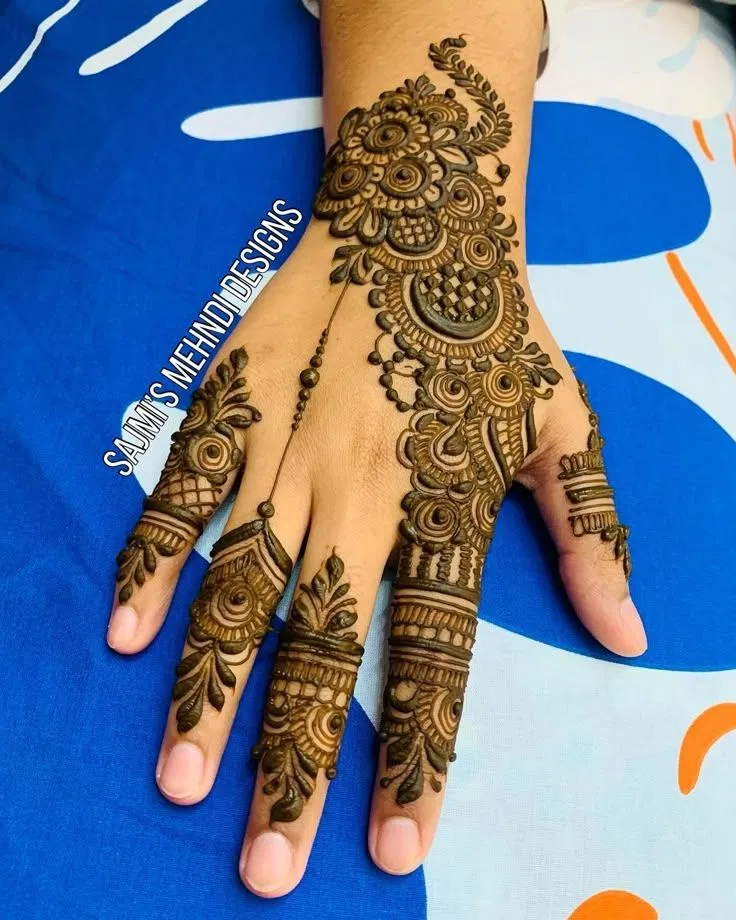 Arabic Simple Back Hand Mehndi Design with Bel and Jaal (2)