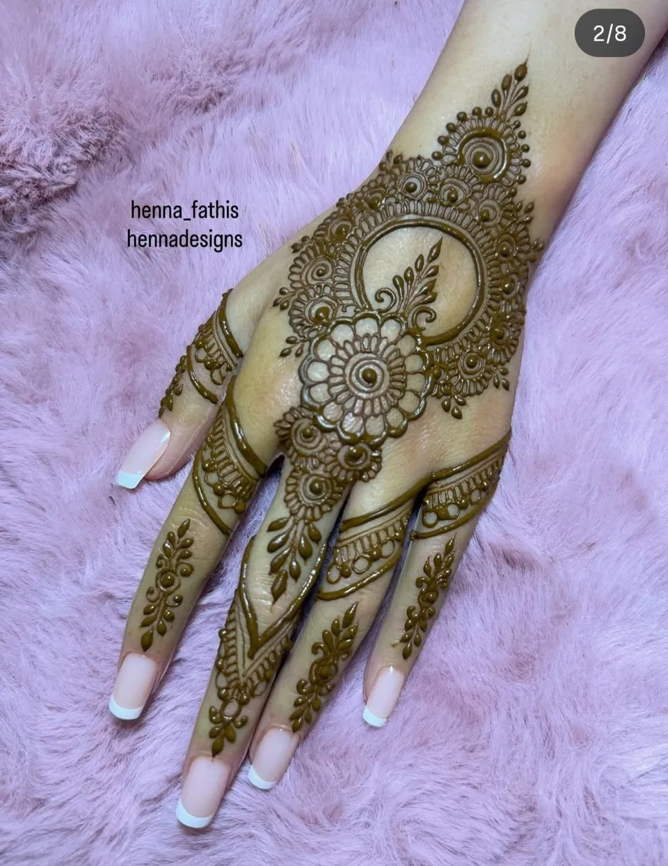 Arabic Indian Back Hand Mehndi Design with Gol Tikki