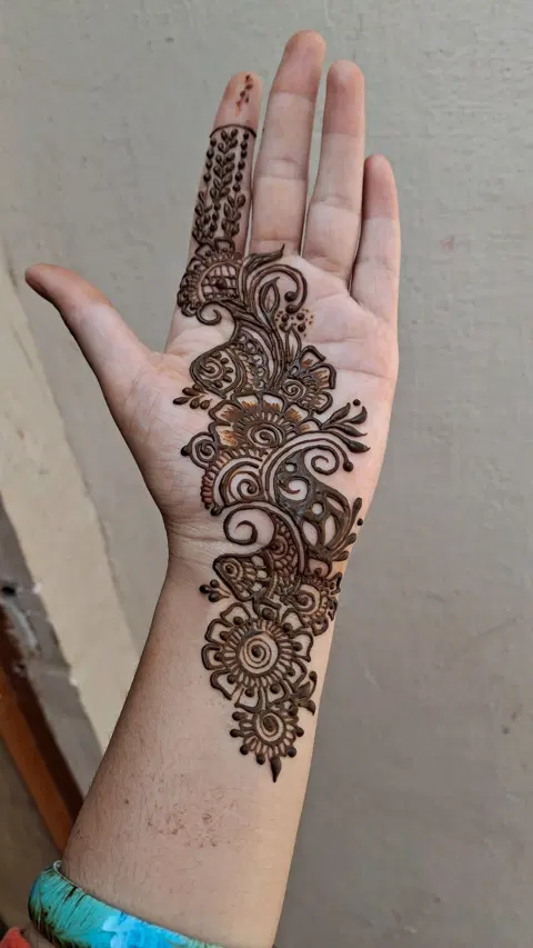 arabic indian bel front hand mehndi design