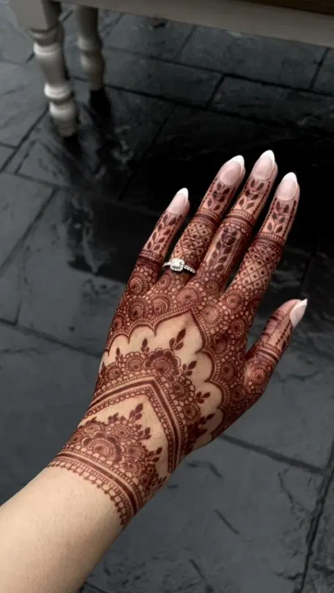 bridal pakistani back hand mehndi design