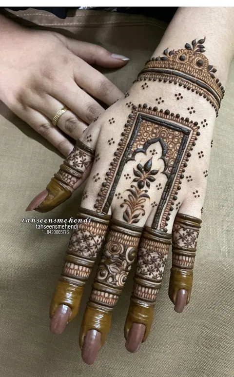 bridal indian peacock back hand mehndi design