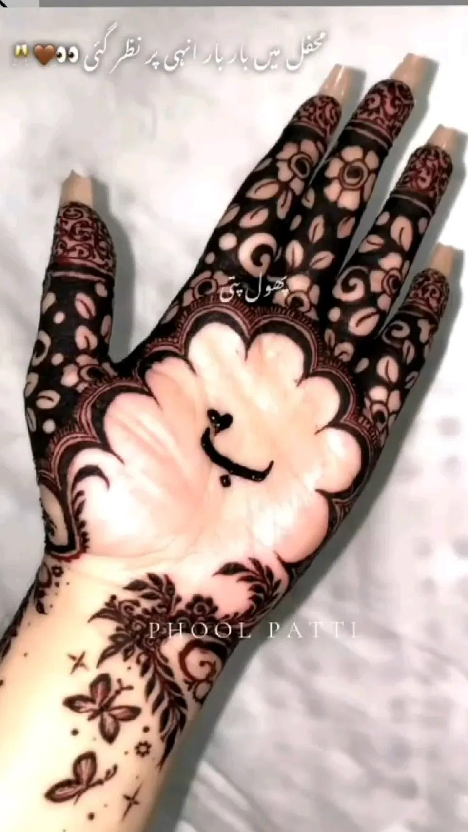 Bridal Simple Front Hand Mehndi Design with Hearts and Jaal