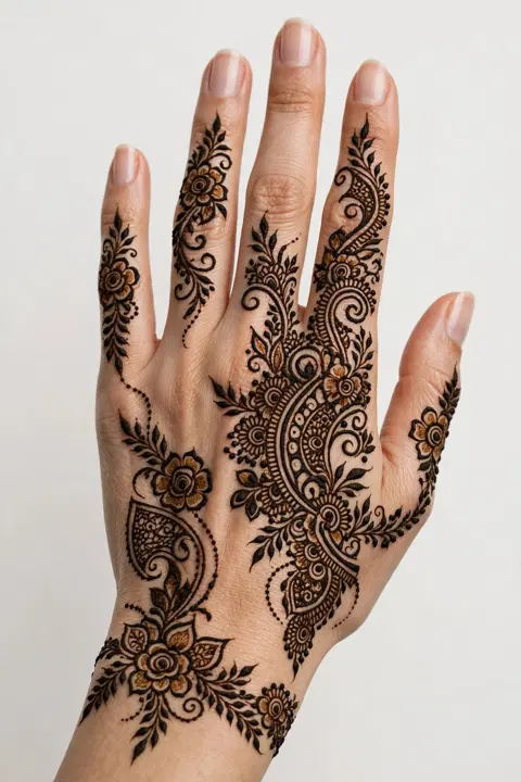 arabic stylish back hand mehndi design