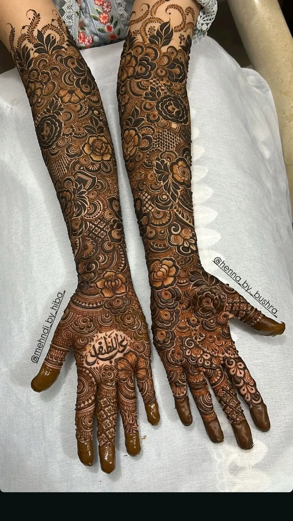 Arabic Bridal Front Hand Mehndi Design with Figures