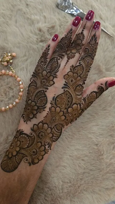 arabic bridal bel back hand mehndi design
