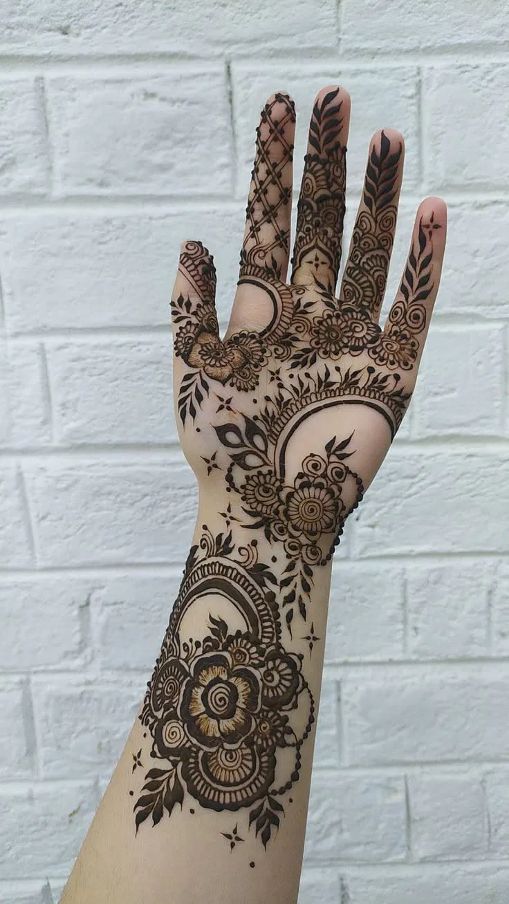 Aesthetic Arabic Arm Mehndi Design with Flowers for Diwali