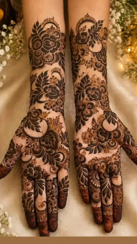 arabic bridal figure front hand mehndi design