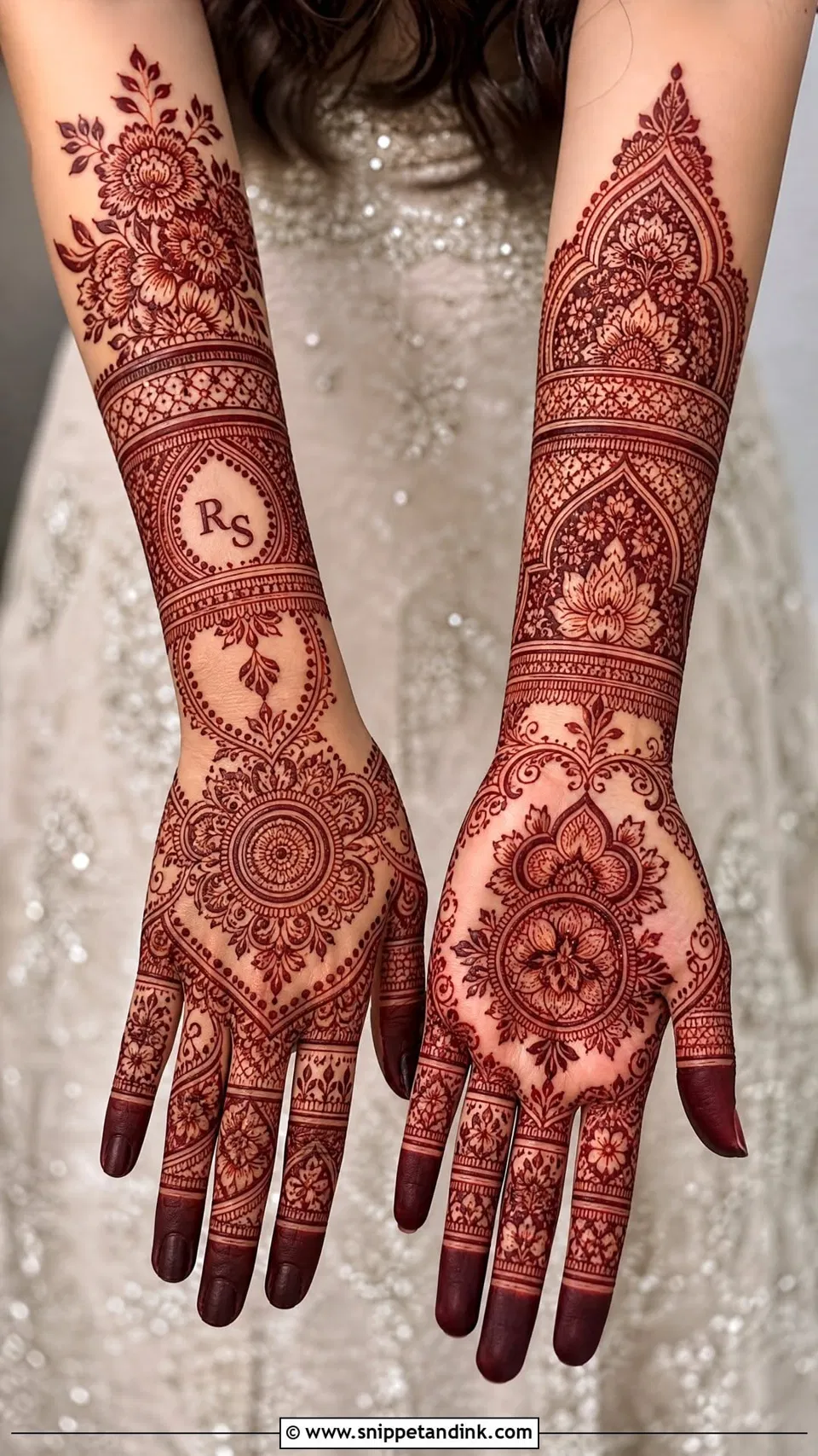 Arabic Bridal Arm Mehndi Design with Figures, Jaal and Peacock for Engagement