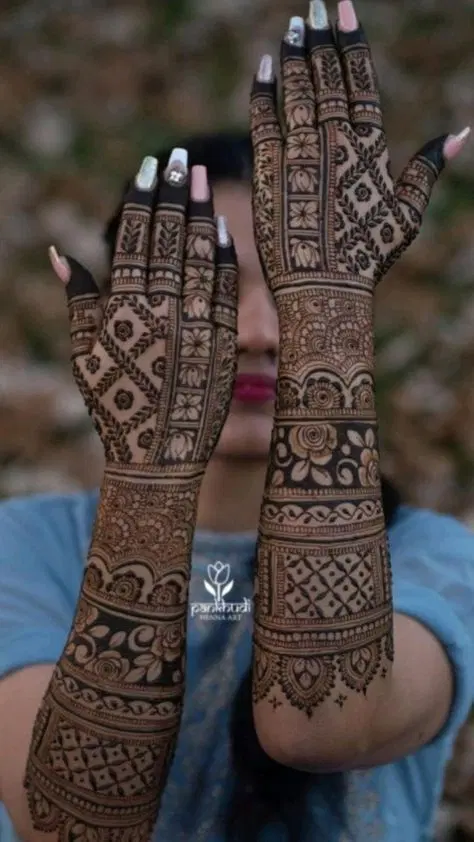 bridal indian figure arm mehndi design