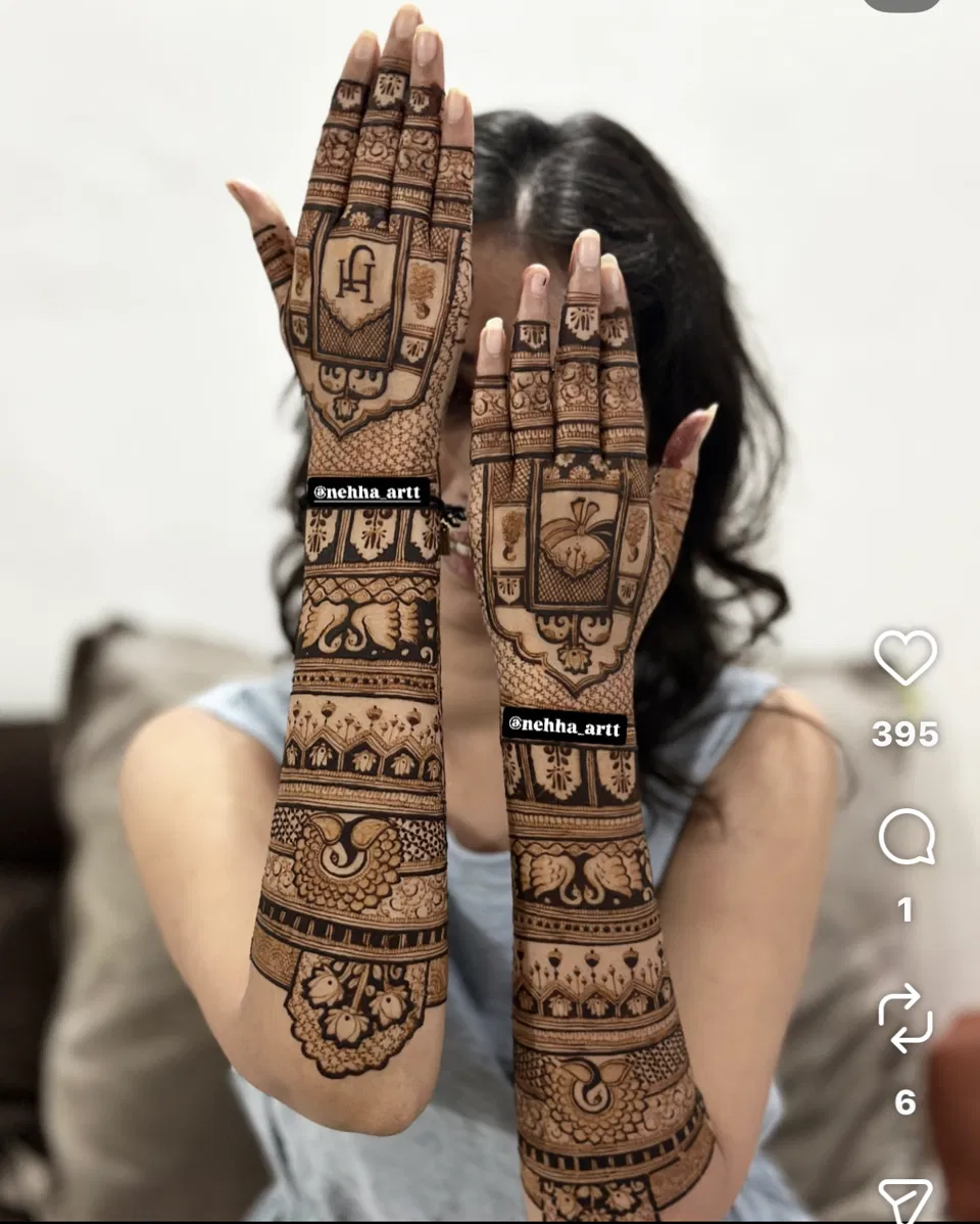 Bridal Indian Back Hand Mehndi Design with Figures (15)