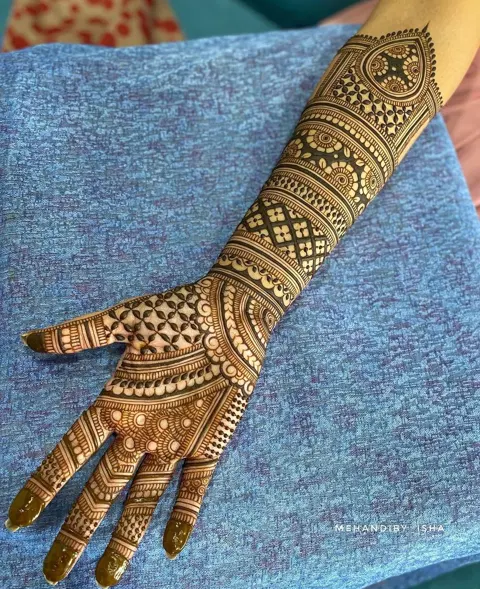 bridal jaal arm mehndi design