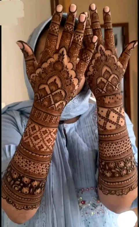 bridal indian figure back hand mehndi design
