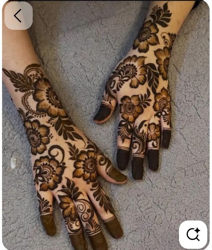 Aesthetic Arabic Back Hand Mehndi Design with Flowers for Eid (2)