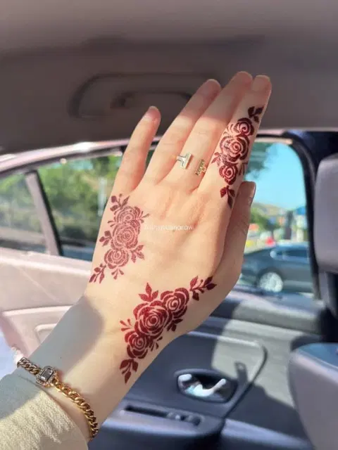 aesthetic arabic flower back hand mehndi design