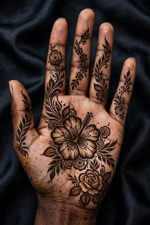 arabic flower front hand mehndi design