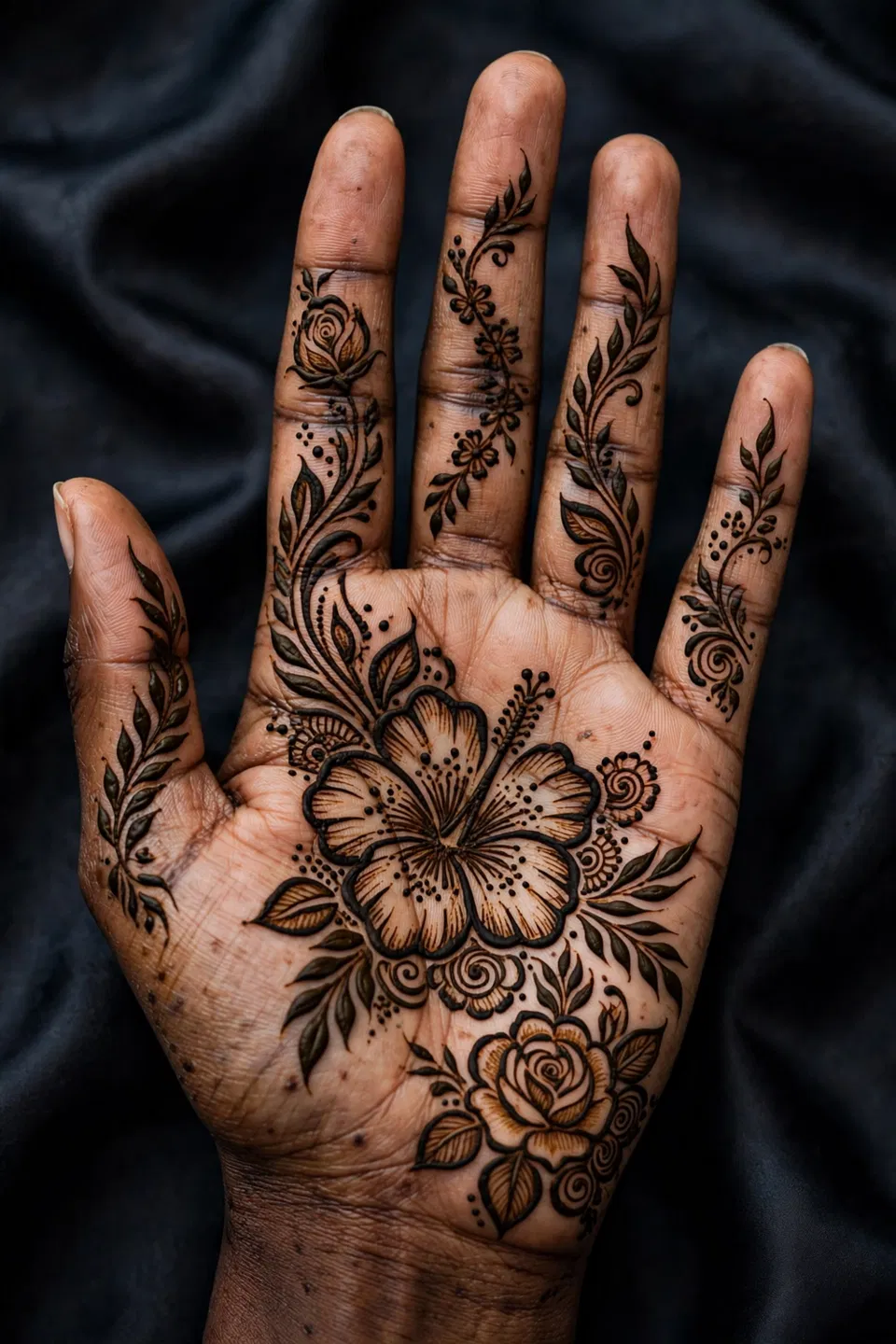 Arabic Front Hand Mehndi Design with Flowers (4)