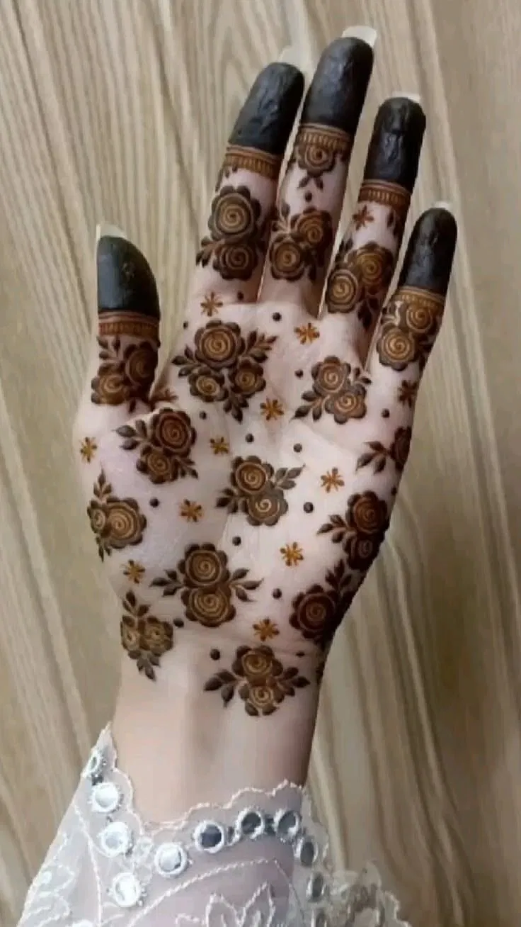 Minimal Simple Finger Mehndi Design with Flowers