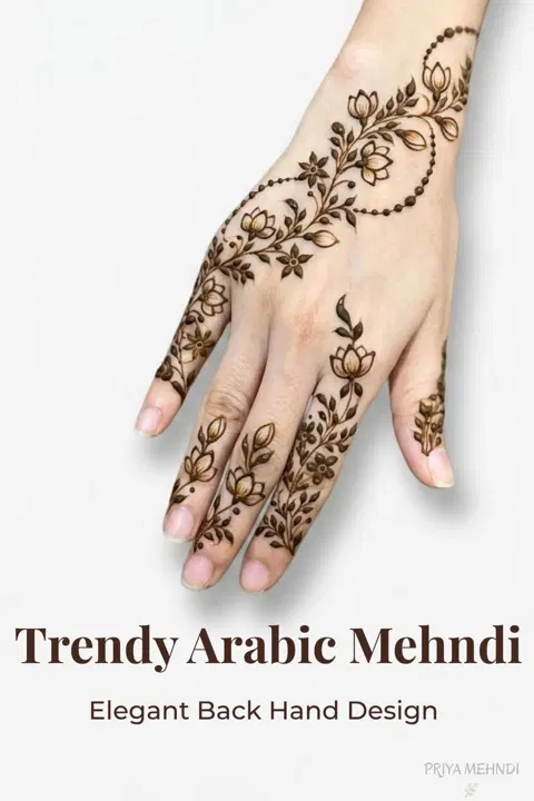 aesthetic arabic back hand mehndi design