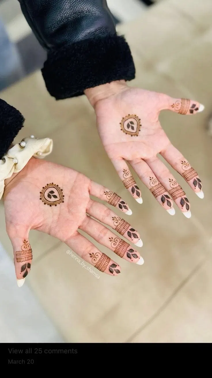 Aesthetic Minimal Finger Mehndi Design for Raksha Bandhan