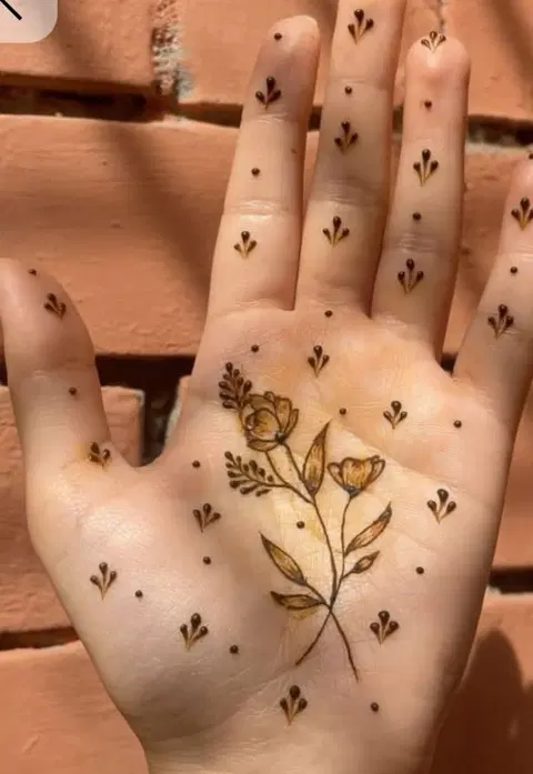 minimal simple flower front hand mehndi design