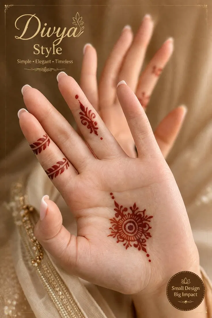 Aesthetic Minimal Finger Mehndi Design with Gol Tikki and Jaal (6)