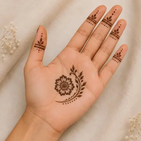 minimal simple circle finger mehndi design