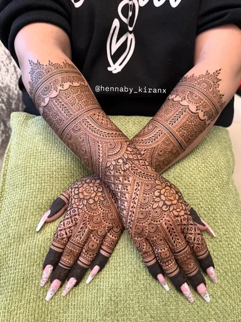 bridal pakistani figure arm mehndi design