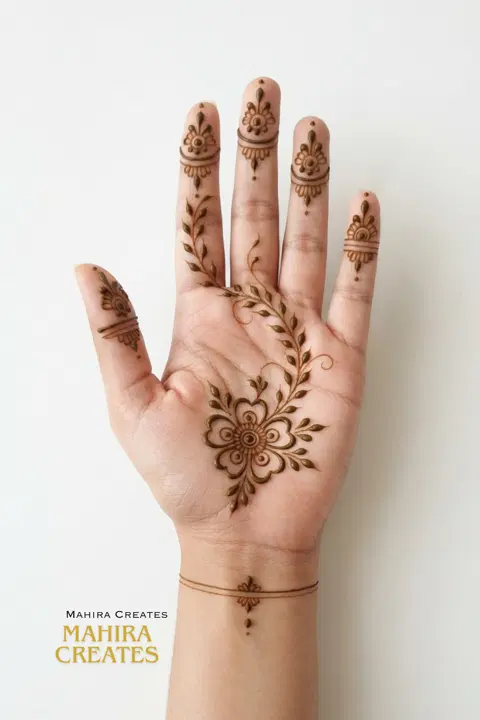 minimal simple flower front hand mehndi design