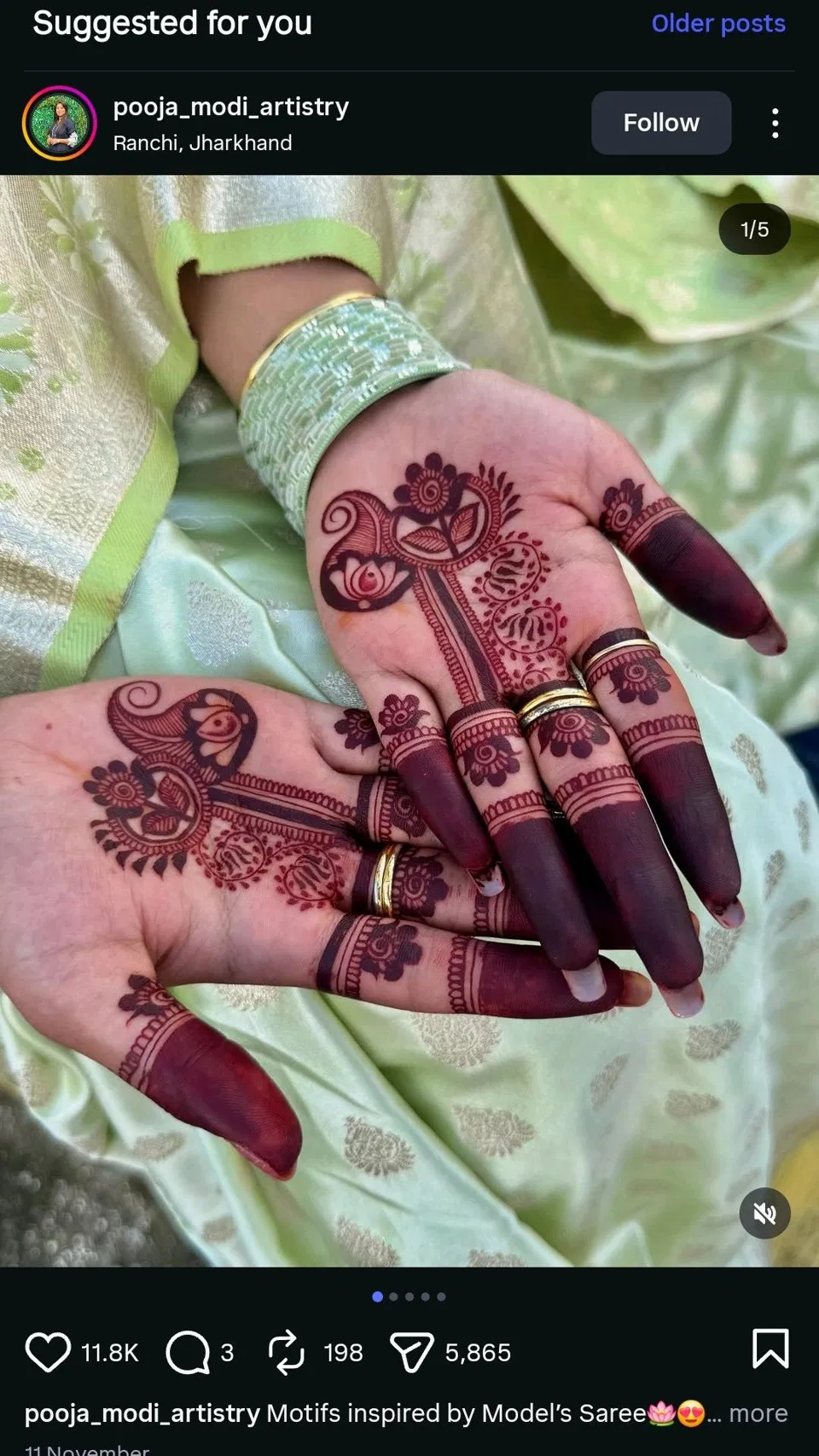 Aesthetic Stylish Finger Mehndi Design