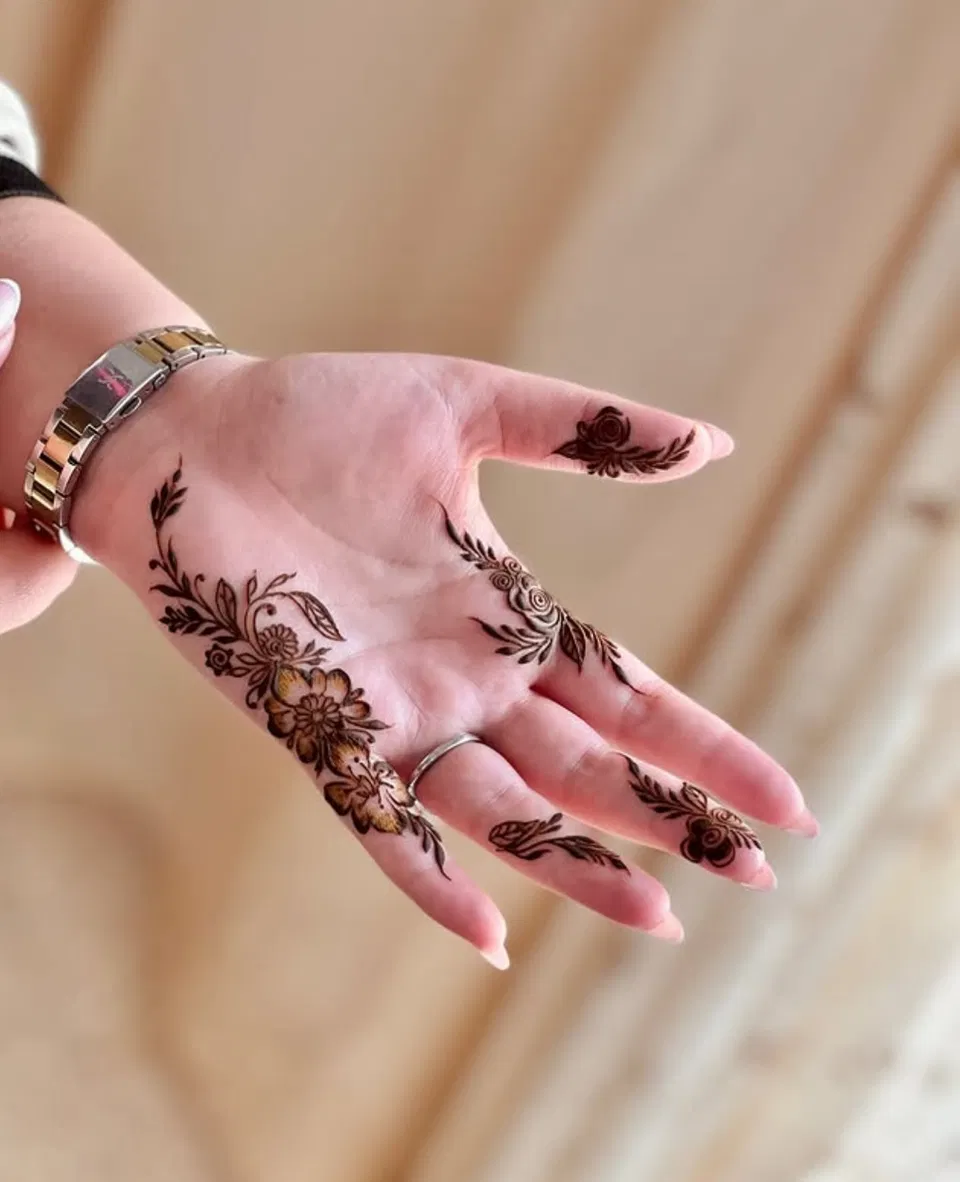 Arabic Minimal Finger Mehndi Design with Jaal (4)