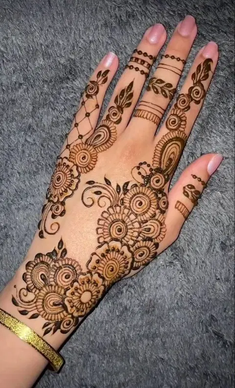 aesthetic arabic bel back hand mehndi design