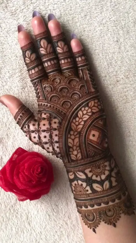 arabic bridal circle back hand mehndi design