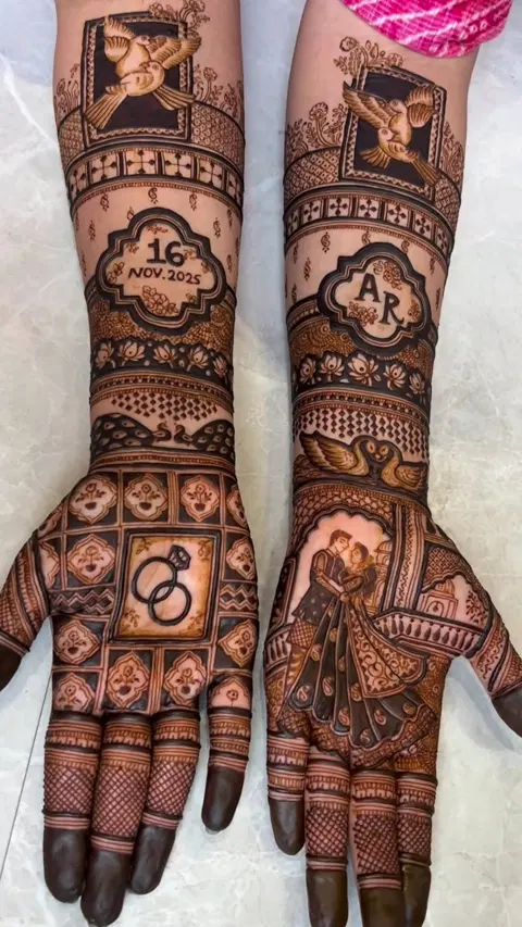 bridal stylish figure full hand mehndi design