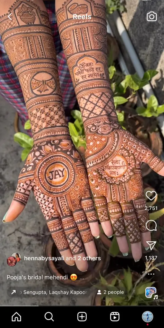Aesthetic Bridal Front Hand Mehndi Design with Figures (2)
