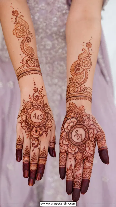 arabic bridal circle front hand mehndi design