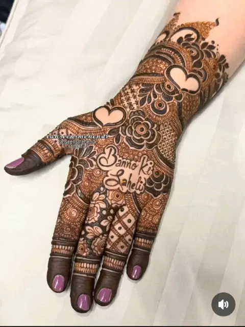 bridal stylish flower back hand mehndi design